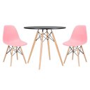 Ver imagem 1 de CONJUNTO INFANTIL MESA EAMES EIFFEL + 2 CADEIRAS: Preto e Rosa Bebe