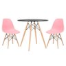 CONJUNTO INFANTIL MESA EAMES EIFFEL + 2 CADEIRAS: Preto e Rosa Bebe - 1