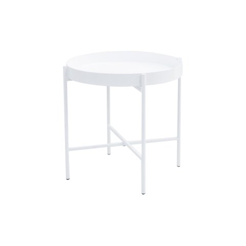 Mesa de Apoio Bandeja Sofá Cama Redonda 40x40cm Baixa Collie Studio Metal Madeira Mesa Collie 40x40c