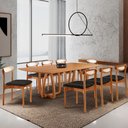 Ver imagem 1 de Sala de Jantar Mesa Flora 240cm Tampo Laminado Barril e 8 Cadeiras Noronha Premium Moderna Mobília