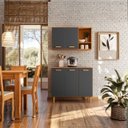 Ver imagem 3 de Kit Cozinha Compacta Susi 5 Portas Multiuso Armário Aéreo Balcão com Nicho Design Moderno:freijo/gra