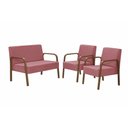 Ver imagem 1 de Conjunto Poltronas Jade Braço Madeira Suede Rosa