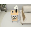 Ver imagem 2 de Mesa Alta, Mesa de Canto, Mesa de Apoio, Mesa de Bebedouro, Mesa Lateral Branco com Amadeirado Claro