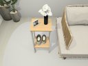 Ver imagem 2 de Mesa Alta, Mesa de Canto, Mesa de Apoio, Mesa de Bebedouro, Mesa Lateral Branco com Amadeirado Claro