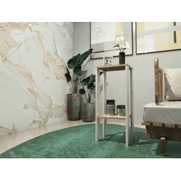 Mesa Alta, Mesa de Canto, Mesa de Apoio, Mesa de Bebedouro, Mesa Lateral Branco com Amadeirado Claro - 3