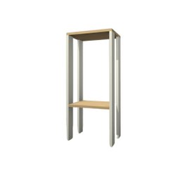 Mesa Alta, Mesa de Canto, Mesa de Apoio, Mesa de Bebedouro, Mesa Lateral Branco com Amadeirado Claro - 1