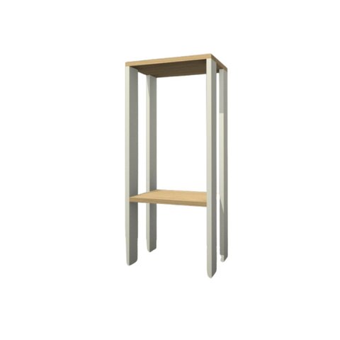 Mesa Alta, Mesa de Canto, Mesa de Apoio, Mesa de Bebedouro, Mesa Lateral Branco com Amadeirado Claro