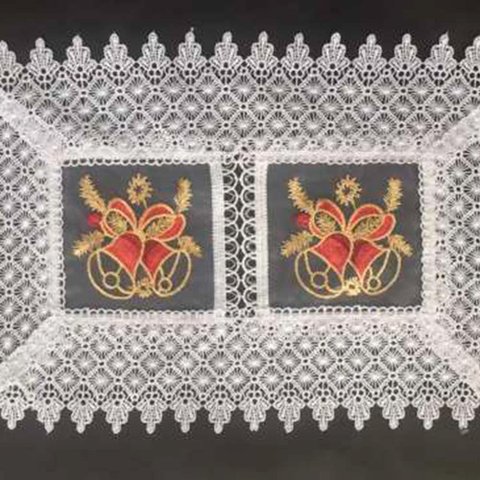 Caminho de Mesa Retangular 40x135cm Renda Natal 2256 - Rafimex Branco