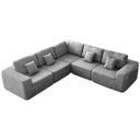 Ver imagem 1 de Kit Sofá Modular 5 Lugares Moderno Curvo Orgânico Adapt Linho - Adj Decor