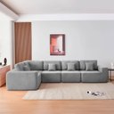 Ver imagem 2 de Kit Sofá Modular 5 Lugares Moderno Curvo Orgânico Adapt Linho - Adj Decor