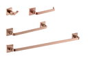 Ver imagem 1 de Kit De Acessório Quadrado Em Latão Rose Gold Fosco Para Banheiro 4 Peças HB-AK002RF Harmony Kit De A