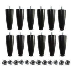 Kit 12 Pés Cama Box Queen King Size Juvene Preto C/ Porcas - 1