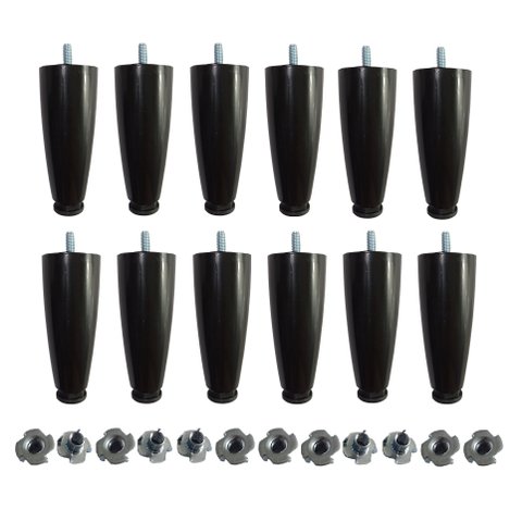 Kit 12 Pés Cama Box Queen King Size Juvene Preto C/ Porcas