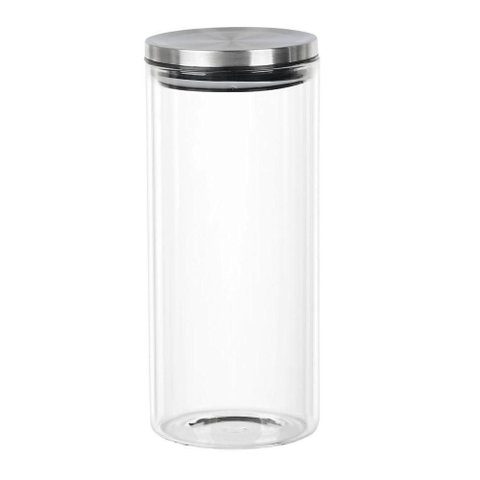 Pote de Vidro com Tampa em Inox Redondo 14l 22x10cm