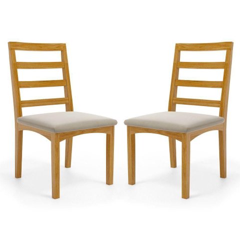 Kit com 2 Cadeira Cecília Encosto e Pés de Madeira Maciça Assento Estofada para Mesa de Jantar