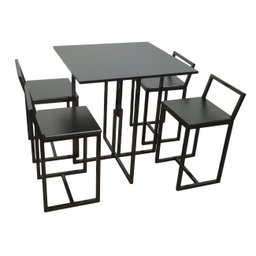 Mesa Prime 4 Cadeiras Quadrada BF Decor Prime Compacta Preto/Preto - 2