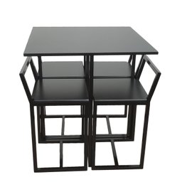 Mesa Prime 4 Cadeiras Quadrada BF Decor Prime Compacta Preto/Preto - 1