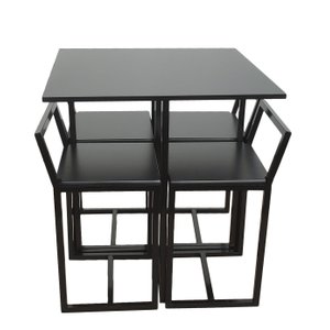 Mesa Prime 4 Cadeiras Quadrada BF Decor Prime Compacta Preto/Preto