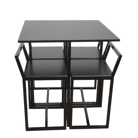Mesa Prime 4 Cadeiras Quadrada BF Decor Prime Compacta Preto/Preto
