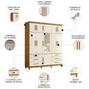 Ver imagem 3 de Guarda Roupa Casal 201cm 11 Portas Thony A02 Off/cinamomo - Mpozenato