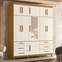Ver imagem 2 de Guarda Roupa Casal 201cm 11 Portas Thony A02 Off/cinamomo - Mpozenato