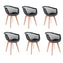 Ver imagem 1 de Kit 6 Cadeira de Jantar Web Pé Wood Modelo Premium Madeira Maciça Original Preto