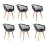 Kit 6 Cadeira de Jantar Web Pé Wood Modelo Premium Madeira Maciça Original Preto - 1