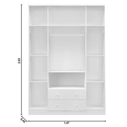 Jogo de Quarto Infantil Completo com Guarda Roupa 4 Portas, Cômoda 1 Porta e Berço Branco - P - 2