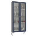 Ver imagem 2 de Cristaleira 70 Cm 2 Portas de Vidro com Pés Cônicos Branco-azul-branco Vik Madesa