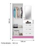 Guarda Roupas Solteiro Com Cômoda Espelho 2 portas 3 gavetas Melina NT 5165 Branco Rosa Flex Notá - 5