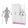 Guarda Roupas Solteiro Com Cômoda Espelho 2 portas 3 gavetas Melina NT 5165 Branco Rosa Flex Notá - 7