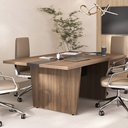 Ver imagem 2 de Mesa de Reunião para Escritório com 02 Tomadas 179cm Unik A02 Nogal Preto - Lyam Decor