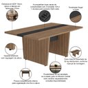 Ver imagem 4 de Mesa de Reunião para Escritório com 02 Tomadas 179cm Unik A02 Nogal Preto - Lyam Decor