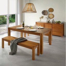 Conjunto Mesa com 2 Bancos e Buffet Madeira Maciça Primavera Cabecasa MadeiraMadeira - 4