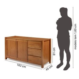 Conjunto Mesa com 2 Bancos e Buffet Madeira Maciça Primavera Cabecasa MadeiraMadeira - 5