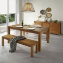 Ver imagem 1 de Conjunto Mesa com 2 Bancos e Buffet Madeira Maciça Primavera CabeCasa MadeiraOriginals Marrom