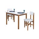 Ver imagem 4 de Mesa de Jantar Base Madeira Maciça com 2 Cadeiras Elisa Ideal para Apartamenteo 1,20x80 Branco