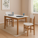 Ver imagem 1 de Mesa de Jantar Base Madeira Maciça com 2 Cadeiras Elisa Ideal para Apartamenteo 1,20x80 Branco