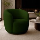 Ver imagem 1 de Poltrona Decorativa Sala de Estar Melissa Giratória Linho Verde M1 - Monari Design