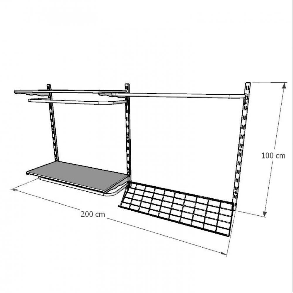 Kit Cremalheiras e Araras para Loja com 12 Peças Regulável 200x100cm Cor Preto Modelo Clst1Ljp95 - 3