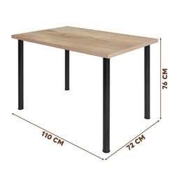 Mesa de Jantar com 4 Cadeiras em Aço Preto Carvalho com Estofado Manteiga Polob Shop Jm - 3
