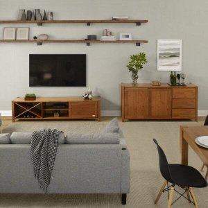 Conjunto Rack e Buffet Madeira Maciça Primavera Cabecasa Madeiramadeira