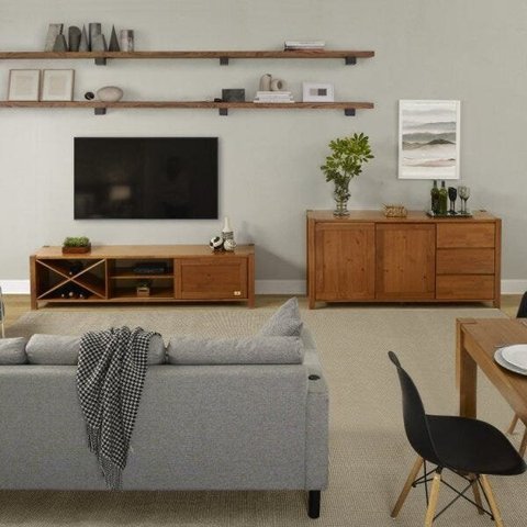 Conjunto Rack e Buffet Madeira Maciça Primavera CabeCasa MadeiraOriginals