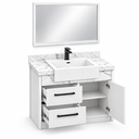 Ver imagem 2 de Kit Banheiro MDF 0,55m com Cuba e Espelheira Preto Rajado Brilho:Branco/Branco Rajado