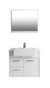 Ver imagem 1 de Kit Banheiro MDF 0,55m com Cuba e Espelheira Preto Rajado Brilho:Branco/Branco Rajado