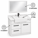 Ver imagem 4 de Kit Banheiro MDF 0,55m com Cuba e Espelheira Preto Rajado Brilho:Branco/Branco Rajado