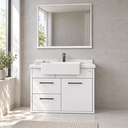 Ver imagem 3 de Kit Banheiro MDF 0,55m com Cuba e Espelheira Preto Rajado Brilho:Branco/Branco Rajado