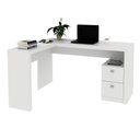 Ver imagem 1 de Escrivaninha/Mesa Escritório De Canto Com 2 Gavetas Multimóveis Vcr25032 Branco Branco