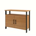 Ver imagem 2 de Armário com 2 Portas Estilo Industrial 89,5cm 100% Mdf F32 Pradel Móveis-freijó/preto Fosco