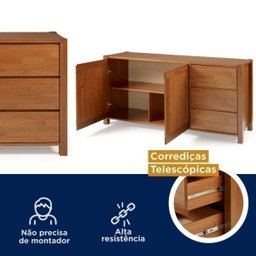 Conjunto Buffet e Cristaleira Madeira Maciça Primavera Cabecasa Madeiramadeira - 11